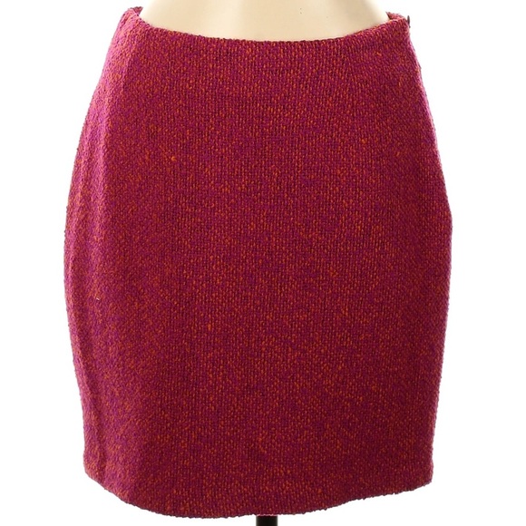 Vintage Cache 90’s Wool Gold Label Tweed A-Line Skirt Pink Orange Size 8 Medium - Picture 7 of 7
